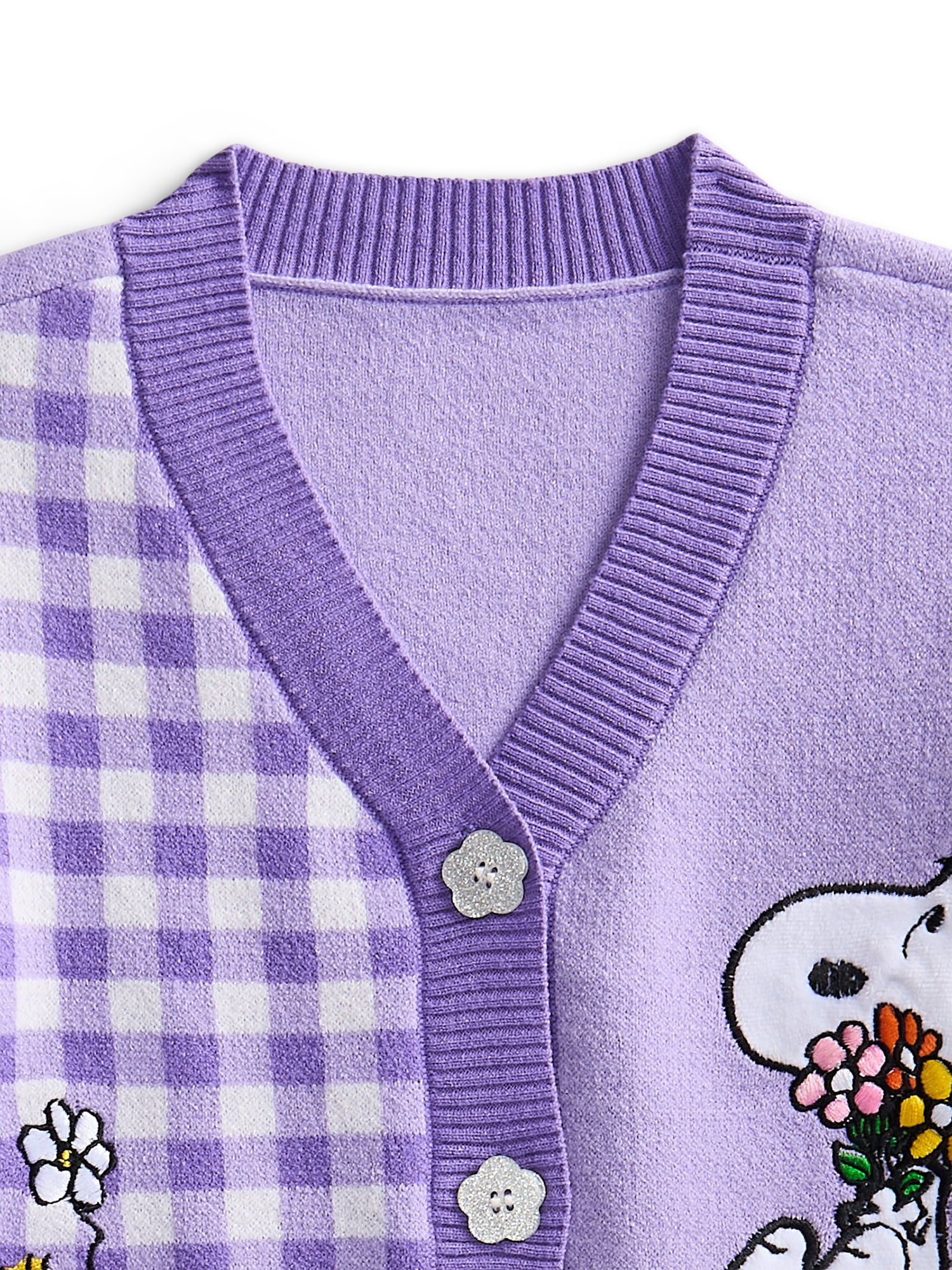 Peanuts Button Down V Neck Cardigan with Long Sleeves, Sizes XS-XL
