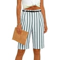 thumbnail image 4 of YanHoo Bermuda Shorts for Women High Waisted Knee Length Striped Shorts Casual Outdoor Short Pants with Pockets, 4 of 8