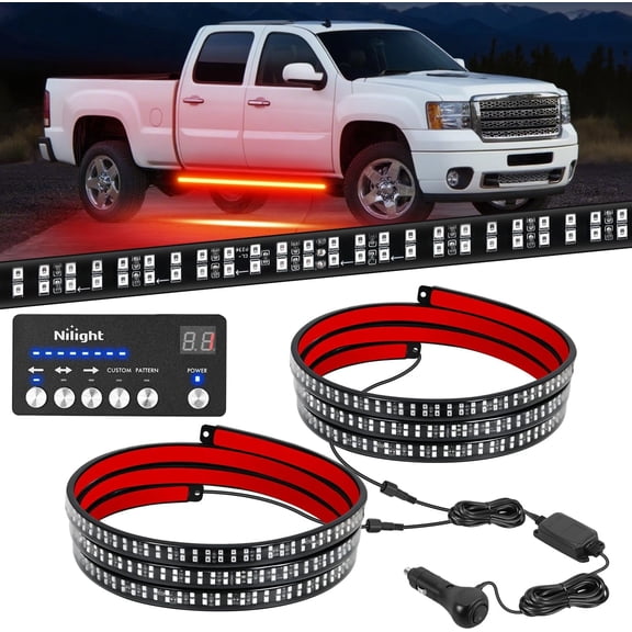 Nilight 2PCS 70 Inch LED Running Board Lights Red Flexible Side Lighting with Control Panel for Truck Pickup