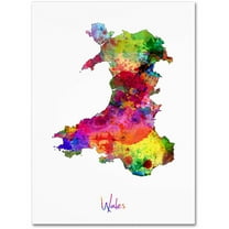 Trademark Fine Art "Wales Watercolor Map" Canvas Art by Michael Tompsett