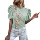 thumbnail image 1 of Gibobby Camisetas Mujer Baratas Manga Corta Camiseta manga corta con cuello redondo y estampado flores para mujer(Verde,G), 1 of 5