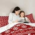 thumbnail image 4 of Manfei Kawaii Snowmen Snowflake 7-Piece Twin Bedding Sets,Kids Christmas Candy Cane Bedding Comforter Set,Red White Sheet Sets For Child,Microfiber Bedroom Decor Reversible, 4 of 8