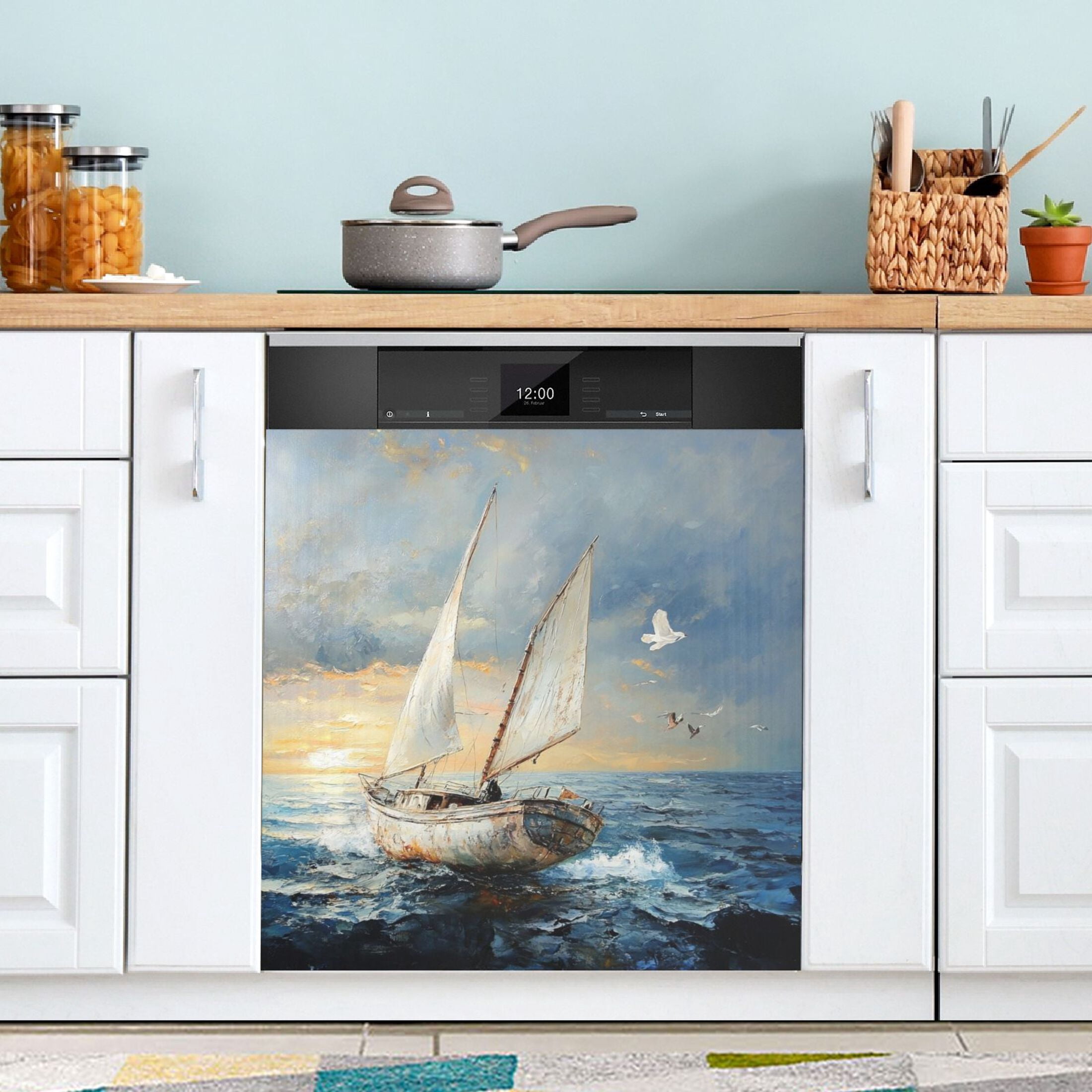 Dishwasher Magnetic Sticker 23x26 Inch Refrigerator Magnetic Sticker Washing Machine Magnetic Sticker Kitchen Panel Magnetic Sticker Home Decor Super Beautiful Ocean