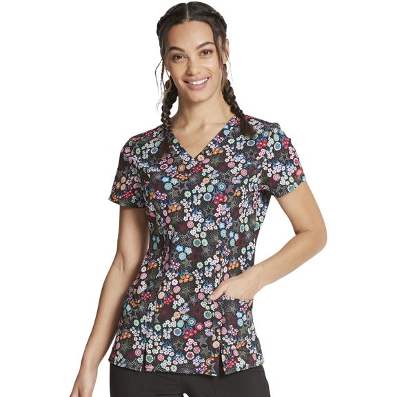Dickies EDS Medical Scrubs Top for Women V-Neck DK656, L, Star Bright
