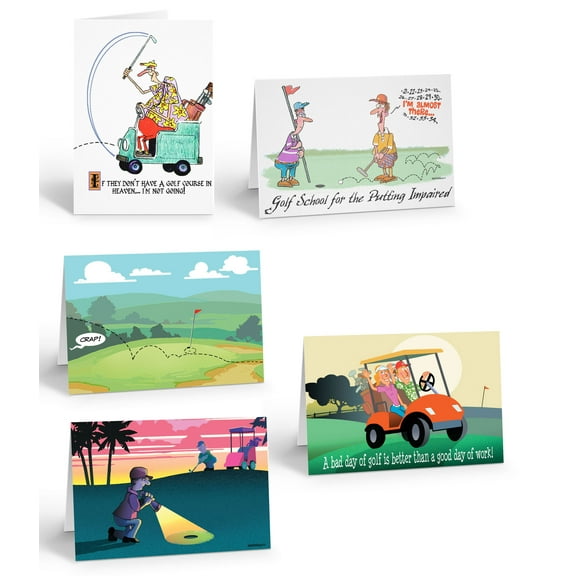 Assorted Funny Golf Cards for All Occasions - 10 Note Cards with Envelopes - Gol