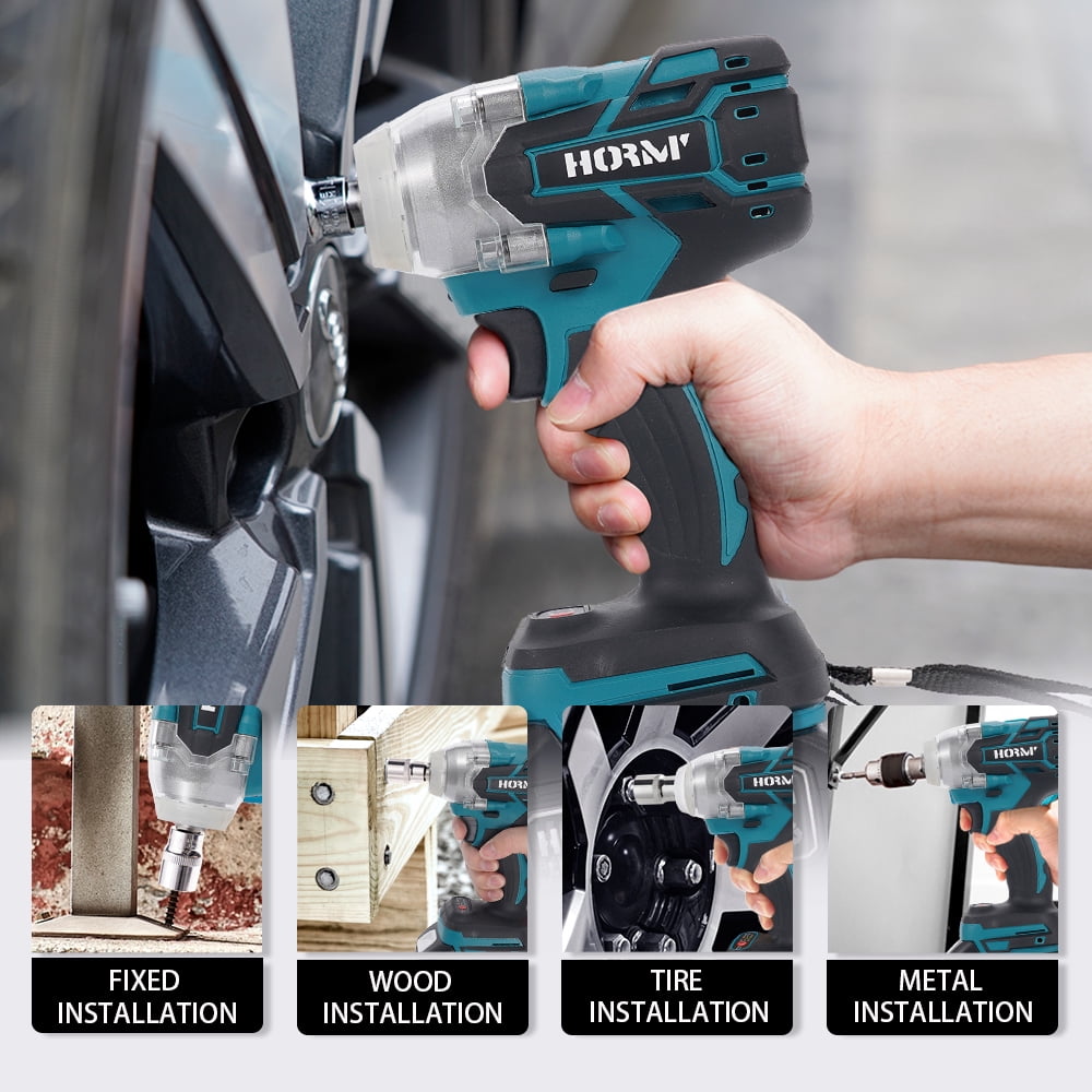Hormy Cordless Impact Wrench, 1/2 inch Wrench with Two 2.0Ah Batteries 18V Brushless Motor & LED Lighting for Home Car Tire Lug Nut Removal Tool