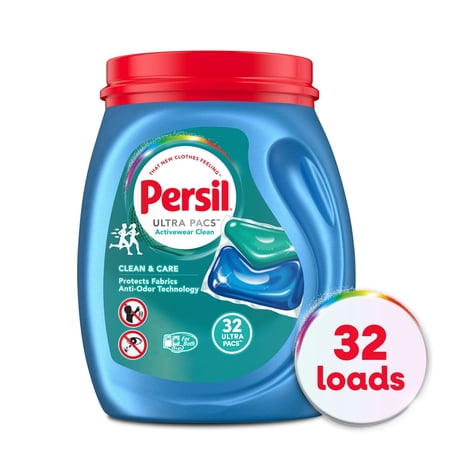 Persil Ultra Pacs Activewear Clean Laundry Detergent, 32 count ( 2 Packs )
