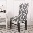 thumbnail image 4 of Dining Chair Cover Set of 6 Stretch Spandex Short Dining Chair Protective Cover Removable Chair Protector Decorative Seat Covers for Dining Room Wedding Banquet Party (Grey+White), 4 of 8