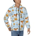 thumbnail image 4 of Zip Up Hoodies for Men - Cartoon Flower Fox Blue Long Sleeve Comfrt Men'S Fashion Hoodies & Sweatshirts, Jackets for Men Hoodies Pullover Clothing Clothes with Pouch, 4 of 5