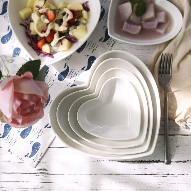 4Pcs Coeur Saladier Assiettes À Pâtes En Céramique En Forme De Coeur De  Pâtes À Soupe Plats En Forme De Coeur Saladier Maison [1052] - Cdiscount  Maison