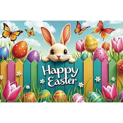 202 Happy Easter Wood Banner Poster Backdrop Gard Fce Rabbit Bunny Eggs Flowers Background Home Party rations