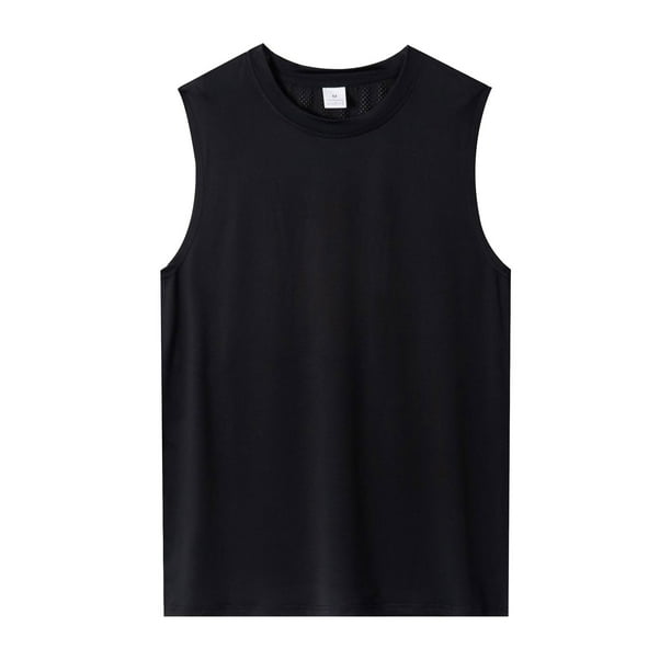 Tops de Verano de Algodón, Deportes de los Hombres Transpirable, Camisola sin Mangas Cuello Redondo