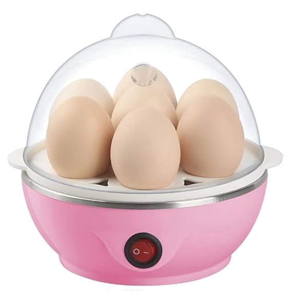 Generic Egg Cooker & Egg Boiler 7 Egg Capacity 3-in-1 Electric Boiled Egg,Vegetable Cooker,Poacher,Scrambled,Omelet Maker with Auto Shut Off Feature Multipropose Boiler and Steamer (Pink),Medium