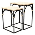 thumbnail image 4 of Claudette Set of 2 Rattan Accented Wood & Metal Rectangle Side Tables, 4 of 10
