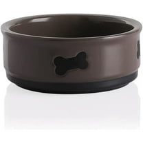 SWEEJAR Ceramic Dog Bowls with Bone Pattern, Dog Food Dish for Small Dogs, Porcelain Pet Bowl,16 oz (Brown)