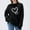03 Black, variant on YueHuiYing Women's Heart Sweater Crew Neck Casual Long Sleeve Loose fit Love Print Ribbed Knit Sweaters Pullover Top