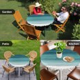 thumbnail image 4 of Teal Turquoise Ombre Round Tablecloth for 36-44 Inch Tables,Fitted Table Cover with Elastic Edge,Modern Abstract Gradient Lines Waterproof Outdoor Table Cloth Protector for Patio Garden Dinner Picnic, 4 of 9
