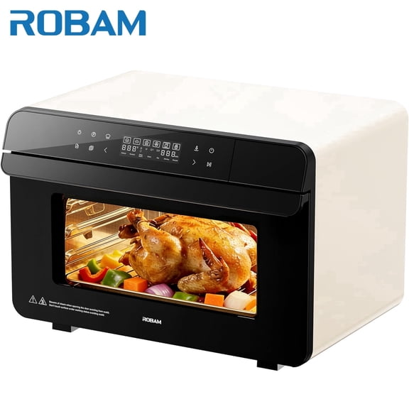 ROBAM R-BOX Combi Steam Oven, 23QT Countertop Steam Oven & Air Fryer Combo, 3 Steam Modes, Professional Steam-Bake, Air Fry, Dehydrate & Ferment, Rapid Heating & Self-Cleaning, White