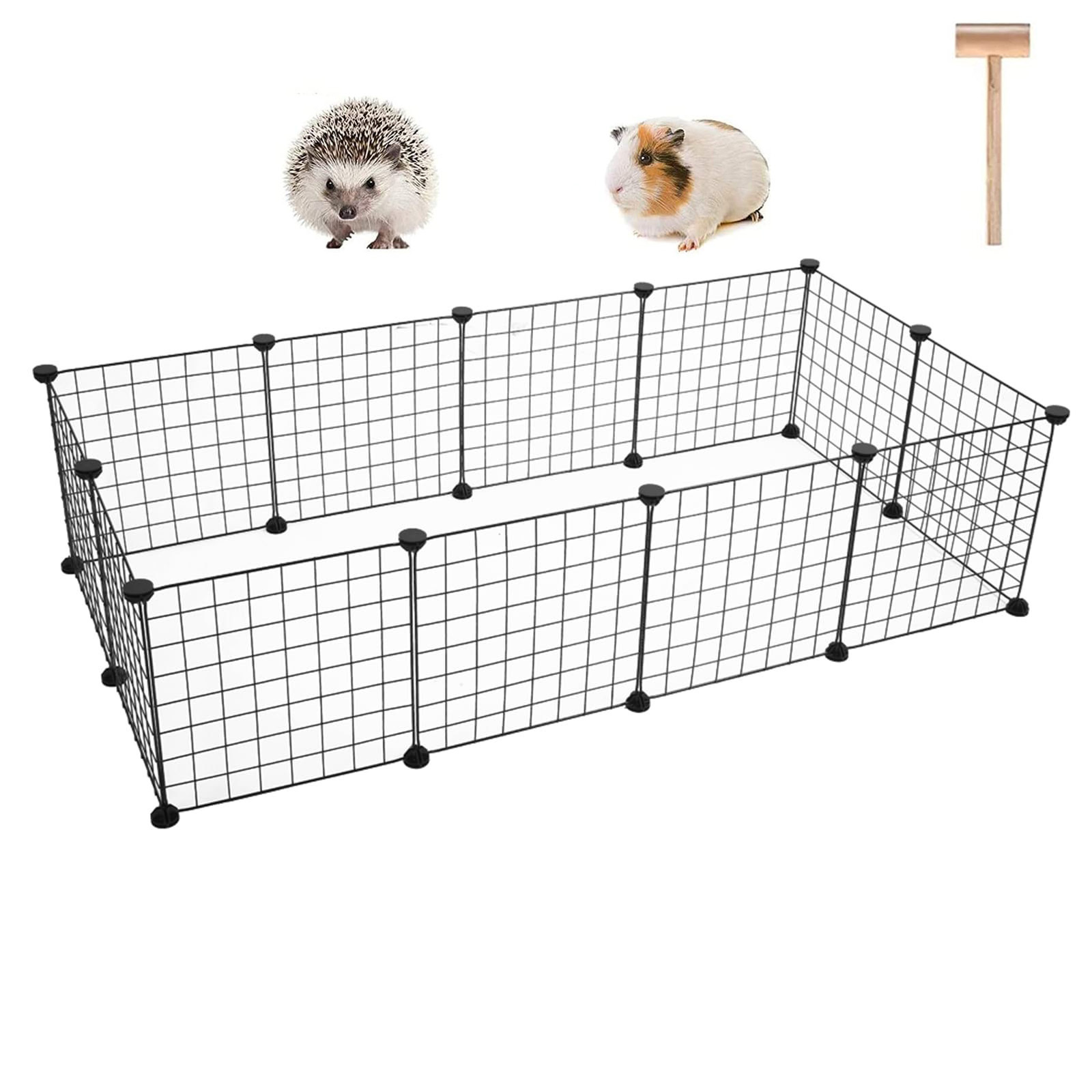 SOFTGAS DIY Small Animal Pet Playpen, Guinea Pig Cages, Rabbit Playpen, Dog/ Puppy Playpen, Indoor Portable Metal Wire Yard Fence, 14 X 14 Inch, 12 Panels, Black