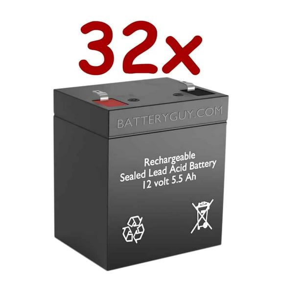 BatteryGuy Yuasa NPH5-12 replacement battery - BatteryGuy brand equivalent (rechargeable, High Rate - qty of 32)