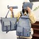 thumbnail image 3 of Conjunto combinado de mochila de lona de 4 piezas Mochilas escolares con bandolera Labymos Paquete de viaje, 3 of 7