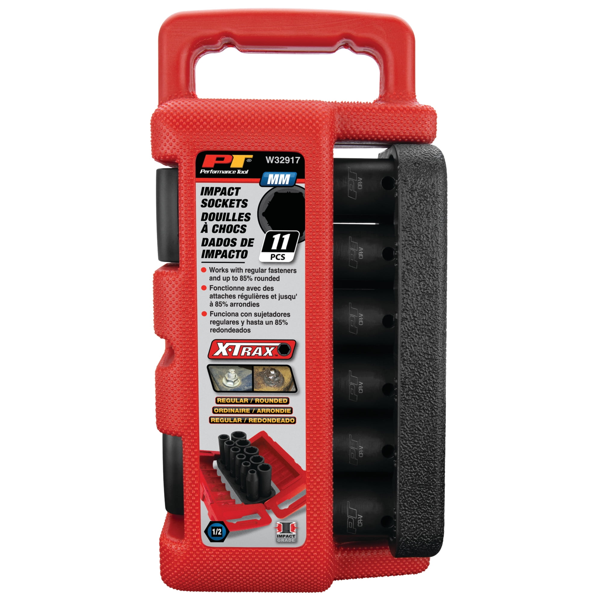 Performance Tool W32917 1/2" Dr. X-Trax Metric Socket Set