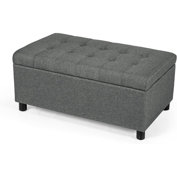 Joveco Fabric Rectangular Lift Top Storage Ottoman, Tufted Storage Footrest for The Living Room Entryway Bedroom (Gray)