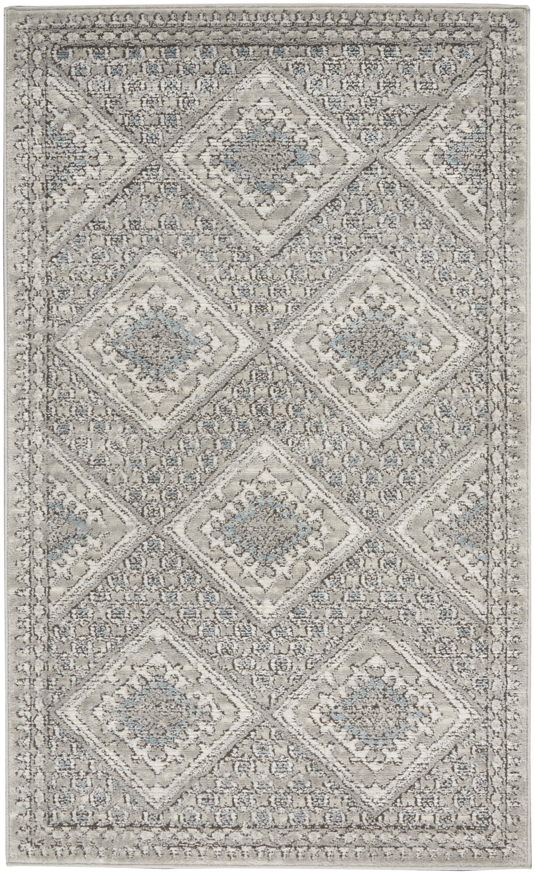 Nourison Concerto Distressed  Contemporary Grey/Ivory/Blue Area Rug