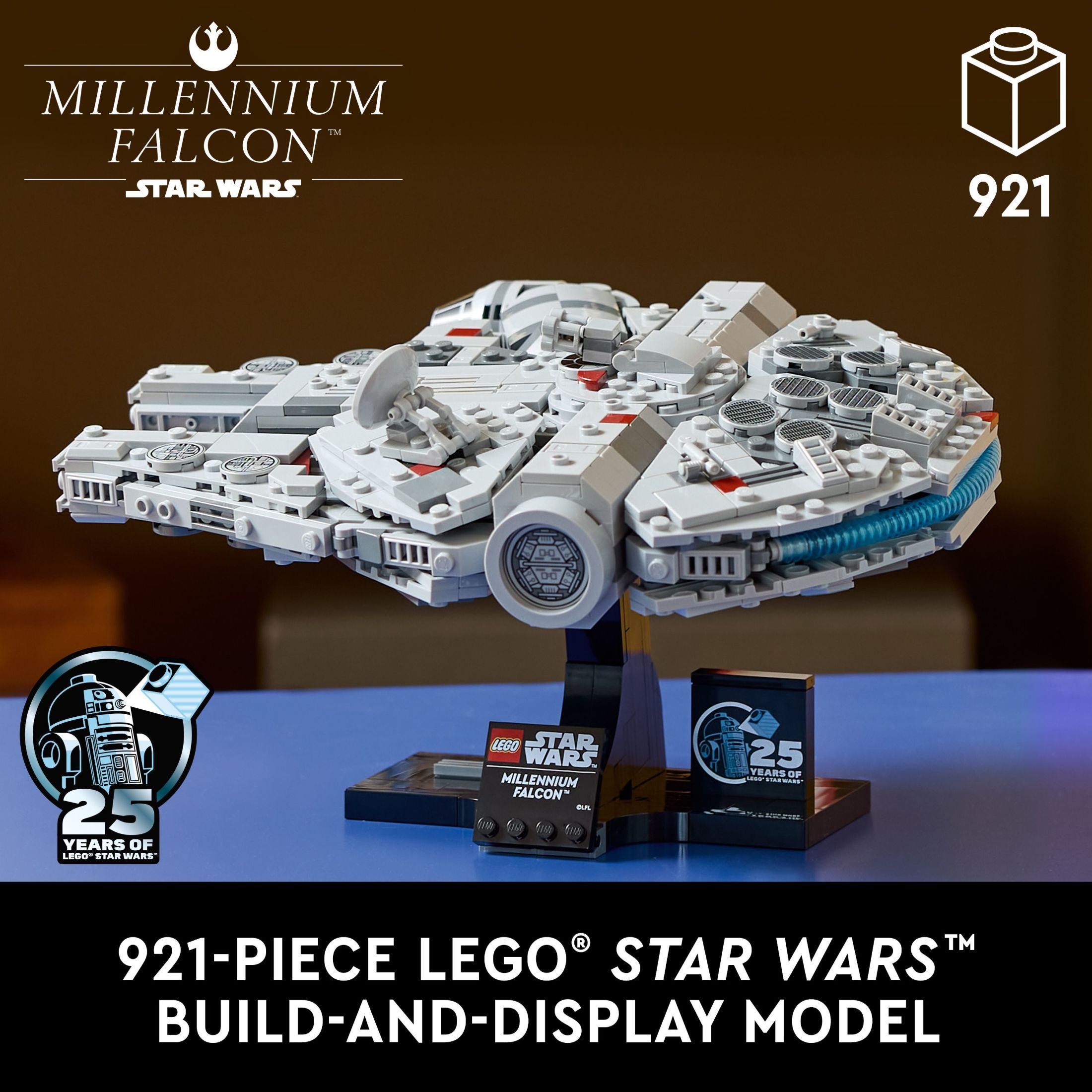 LEGO Star Wars: Una Nueva Esperanza Halcón Milenario 25 Aniversario Modelo de Nave Estelar Construible, Decoración Coleccionable de Star Wars para el Hogar, Set de Construcción para Adultos, Idea de Regalo para Fans de Star Wars, 75375 3