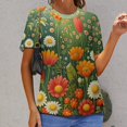 thumbnail image 6 of Nostalgic Vintage Floral Women's Short Sleeve Tops Casual Blouses T Shirt, 6 of 6