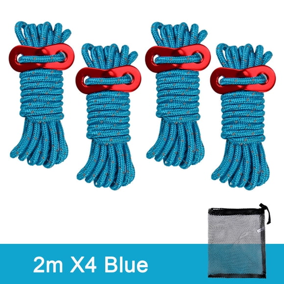 Agiferg Corde de Tente de Camping Extérieure Corde Réfléchissante de 4 mm Corde à Tirer Corde Coupe-Vent de 2 Mètres