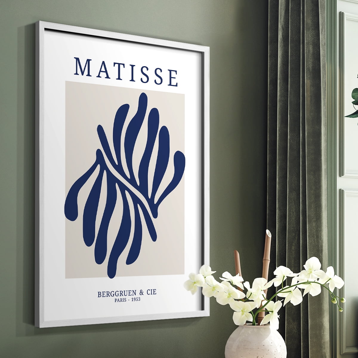 Matisse CDXII in White Solid Wood Framed Print No Nail Hanging