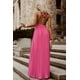 thumbnail image 1 of ABPHQTO Vestido largo plisado con espalda abierta y sin mangas con cuello halter rosa para mujer, 1 of 5