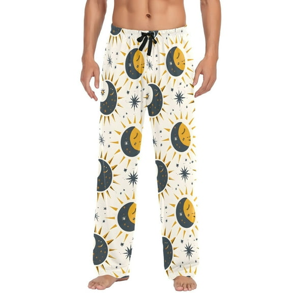 Sun Moon and Stars Men's Pajama Pants Cotton Long Sleepwear Lounge Pants L