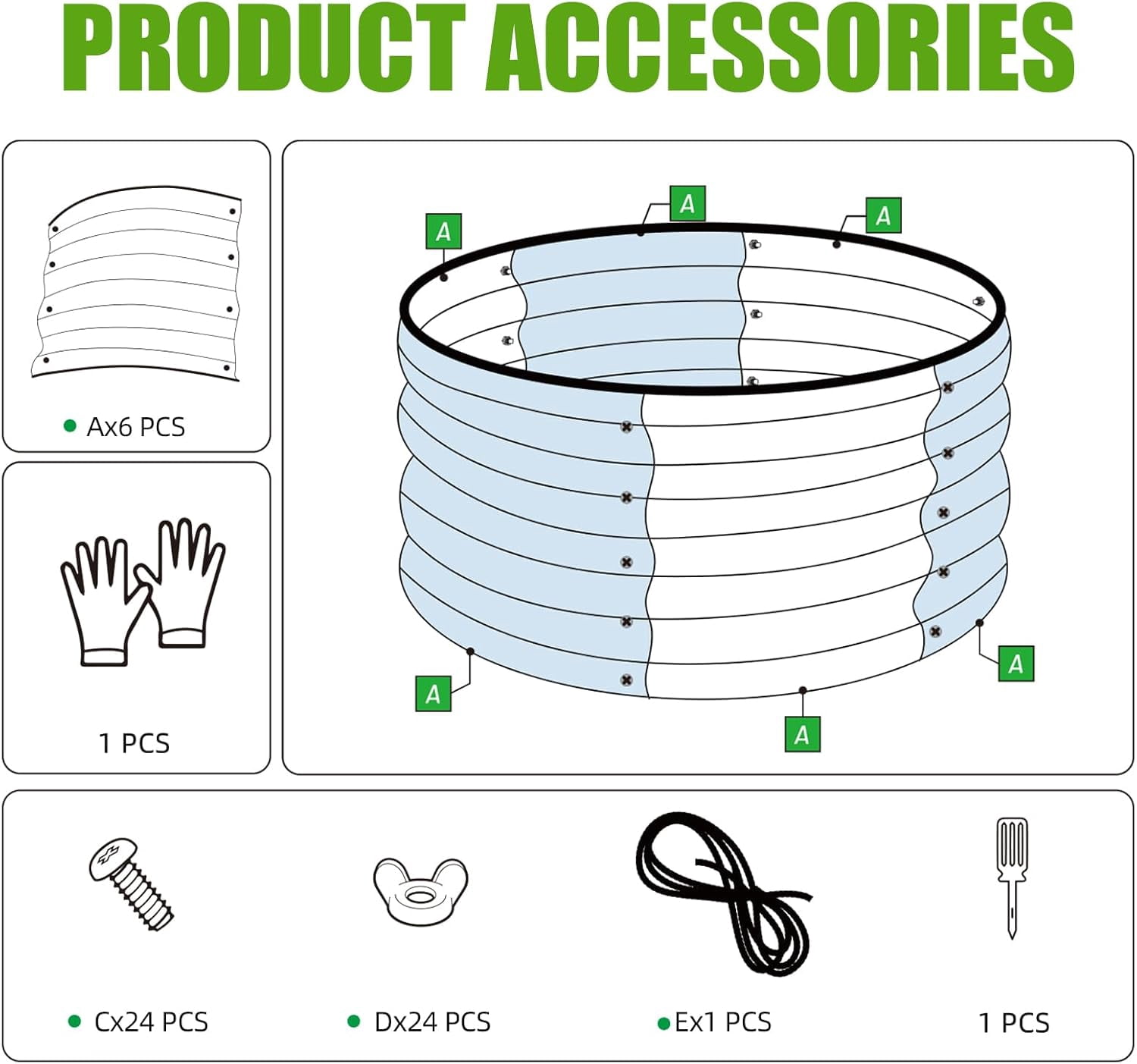 3 Pcs 2x2x1ft Round Galvanized Raised Garden Bed Kit Outdoor, Metal Planter Box for Planting Plants Vegetables, Brown