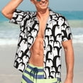 thumbnail image 3 of Fotbe Cartoon Penguin Hawaiian Shirt for Men Unisex Summer Beach Casual Short Sleeve Cotton Linen Button Down Shirts-Large, 3 of 5