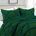 thumbnail image 2 of D.N.G. BEDDINGS 5 Piece Luxury Two Tone Diamond Ruffle Pattern Comforter Set Premium Super Soft, All Season 800 Thread Count, 100% Egyptian Cotton, King/California King Size Green-Teal Color, 2 of 4