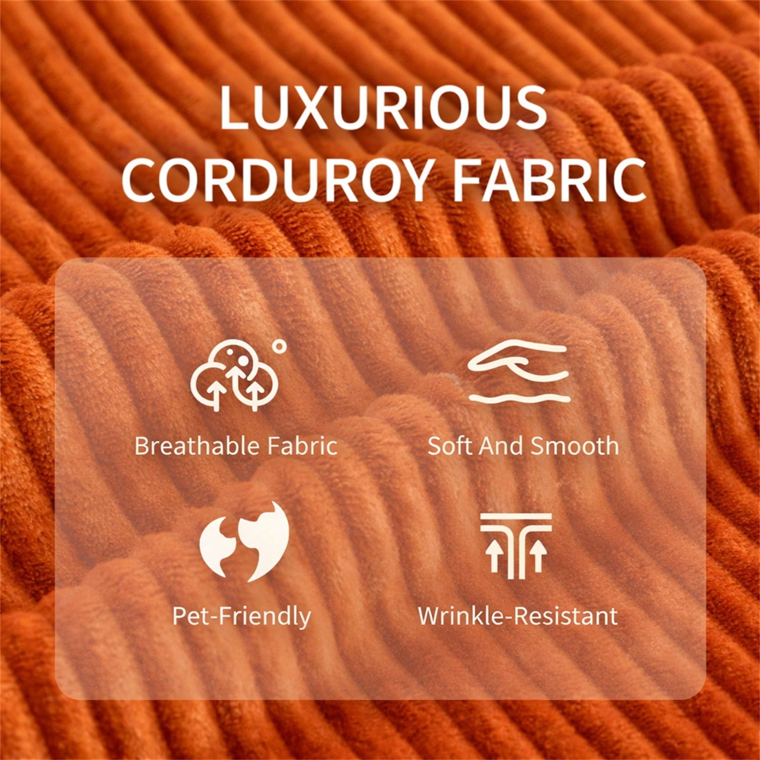 Hommoo Versatile Corduroy Fabric Full Foam Modular Compressed Sofa Couch Bed Sleeper with Multiple Layout Options, Orange
