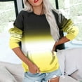 thumbnail image 3 of Brondbend Womens Sweatshirts Trendy Pullovers Women Crewneck Long Sleeve Gradient Color Fashionl Top with Pocket Oversized Fall Winter Party Athletic Top Versatile,Yellow, 3 of 5