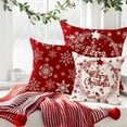 thumbnail image 4 of Pudcoco Christmas Pillow Covers Classic Snowflake Star Tree Pattern Cushion Covers Holiday Pillow Cases for Sofa, Couch, Bed, 4 of 6