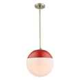 thumbnail image 2 of Dixon Pendant in Aged Brass with Opal Glass and Red Cap, 2 of 3