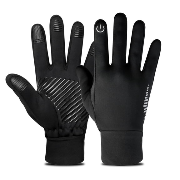 Oggfader Cold Weather Night Running Gloves - Waterproof Reflective Fleece Full Finger with Touchscreen, Warm Outdoor Winter Gloves for Men & Women