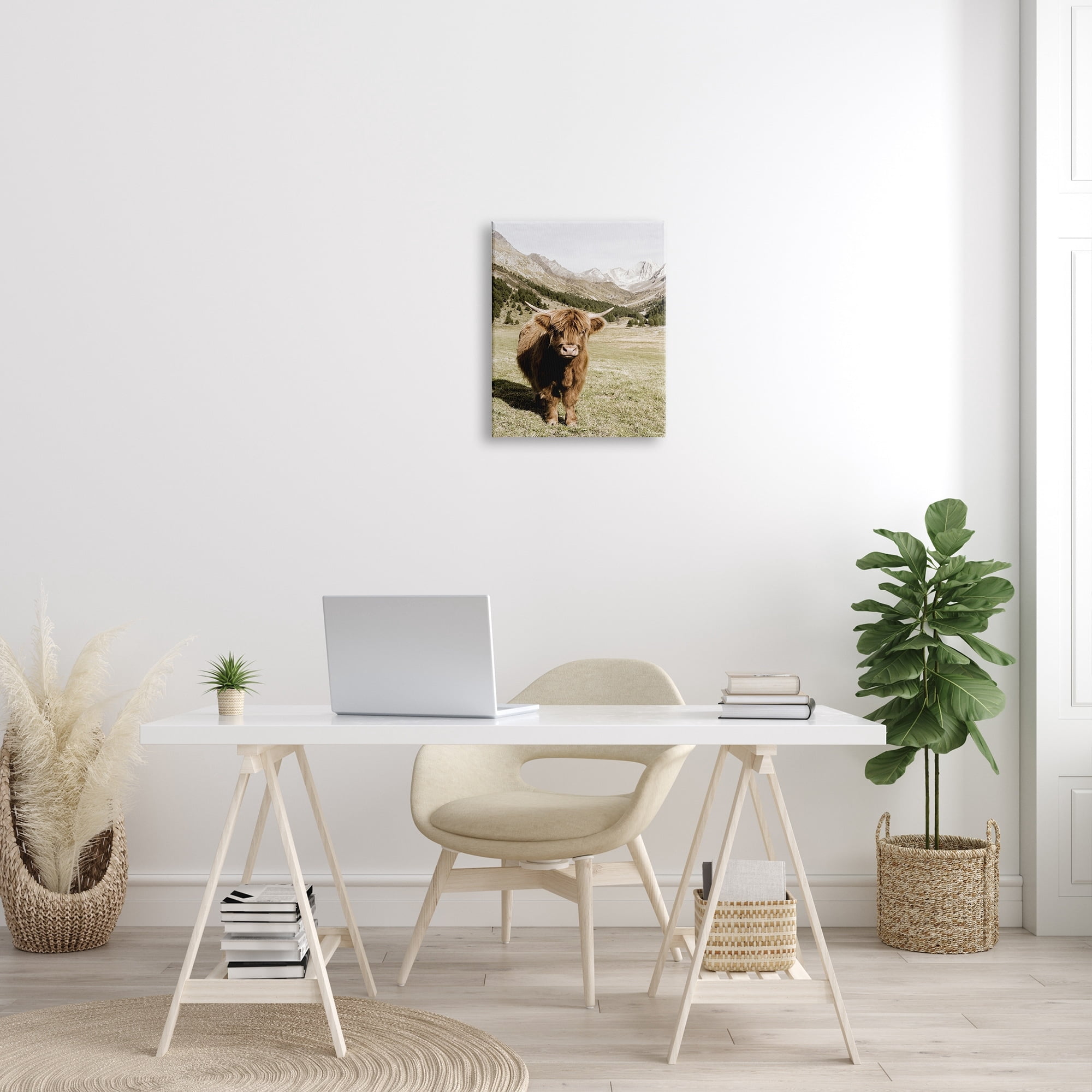 Stupell Industries Countryside Highland Cattle Distant Mountain Longhorn Photograph, 30 x 40, Design by Danita Delimont