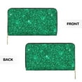 thumbnail image 3 of Leather Thin Slim Wallets for Women Men - Emerald Glitter Sparkles Clutch Card Wallet for Women Men with Zipper, 3 of 7