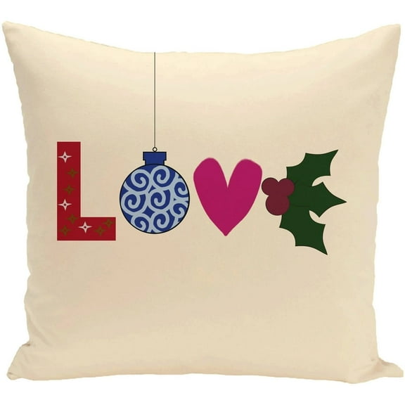 Simply Daisy 16" x 16" Love! Decorative Holiday Word Print Pillow