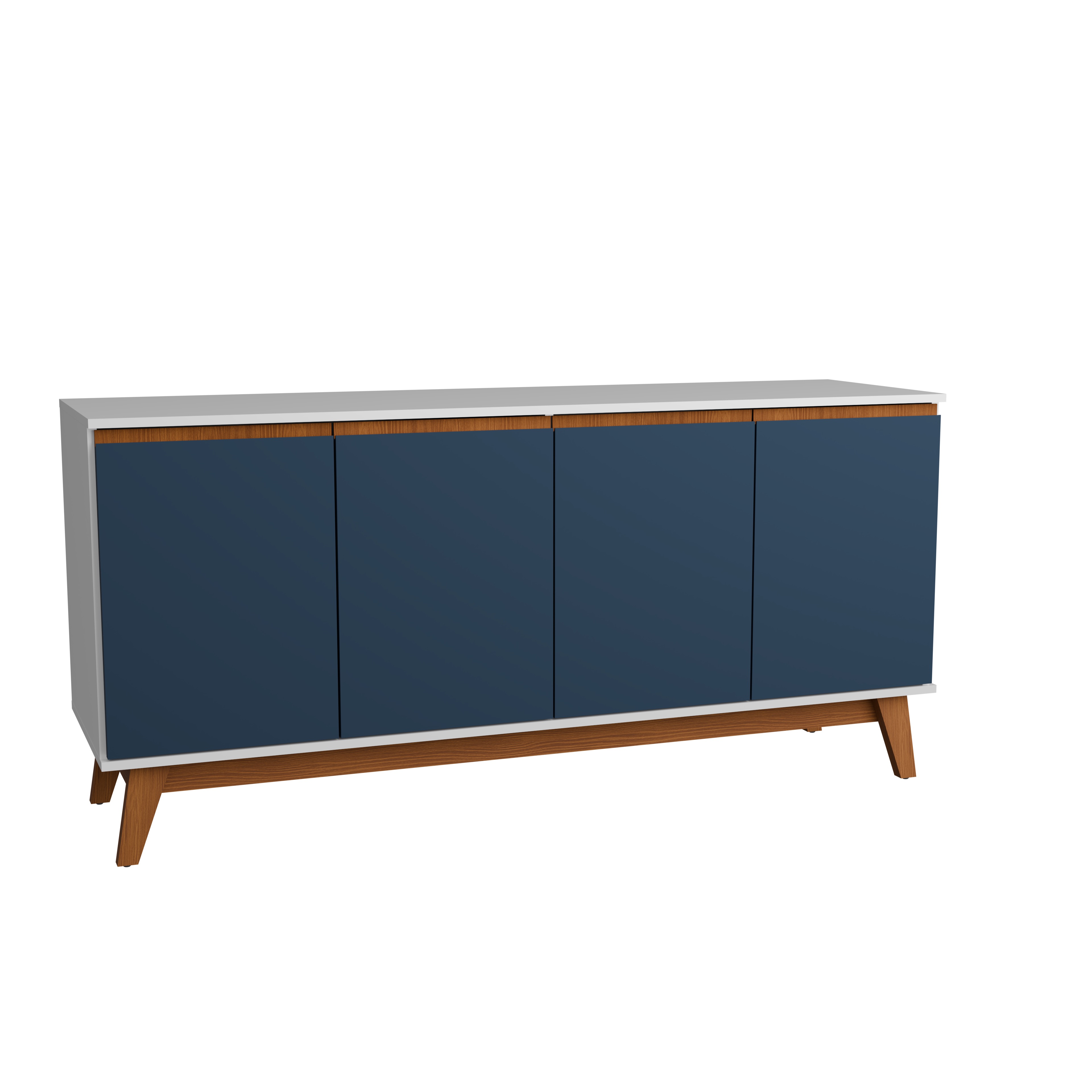 Kappesberg Tokyo 4-Door Sideboard with Soft-Close Doors and 2-Shelves, White/Blue Finish