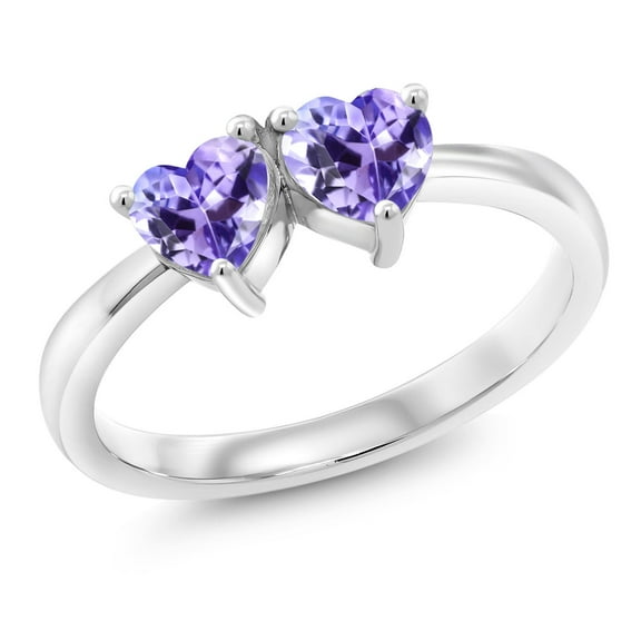 Gem Stone King 1.00 Ct Heart Shape Blue Tanzanite 925 Sterling Silver Ring (Size 8)