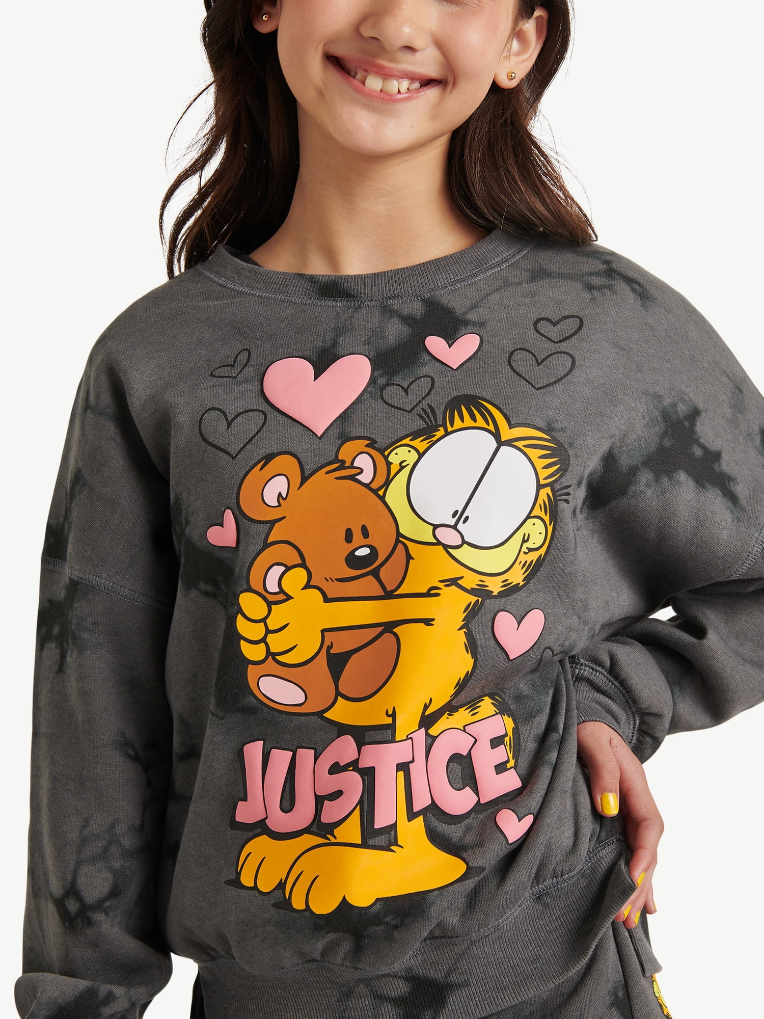 Justice x Garfield Girls Fleece Crewneck, Sizes XS - XLP