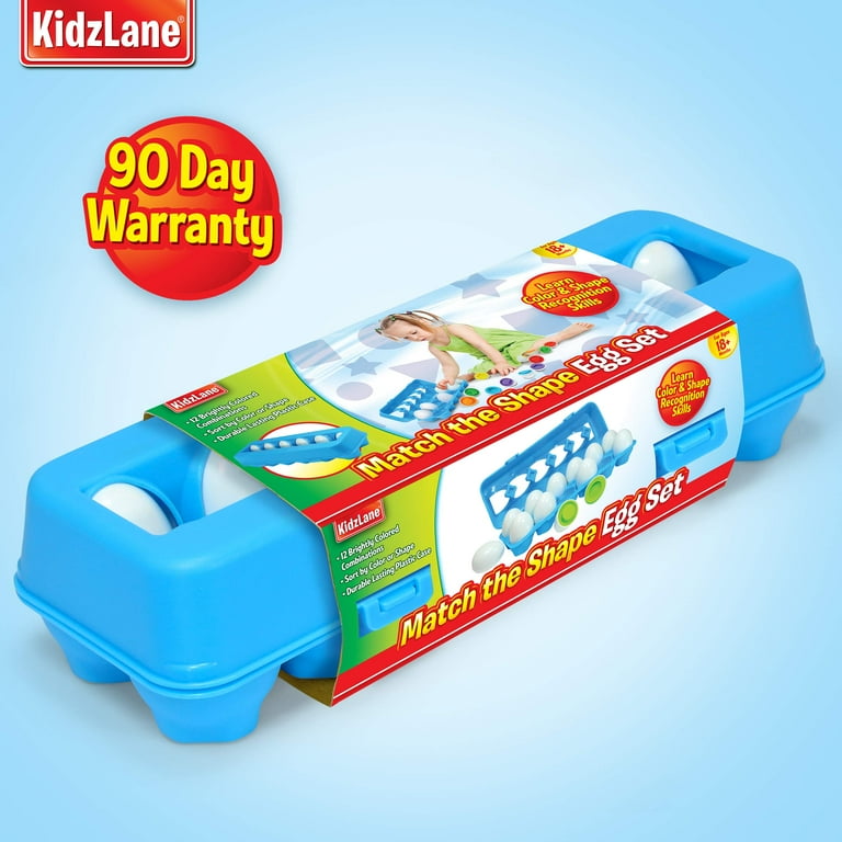 Kidzlane Sorting Matching Educational Egg Toy Teach Colors Shapes Fine Motor Skills 12 Sturdy Eggs in Plastic Carton 100 Toddler Child