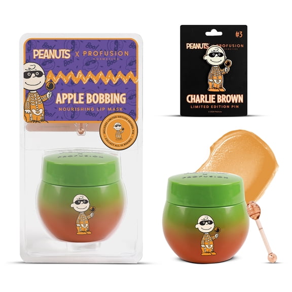 Profusion Cosmetics Peanuts Overnight Lip Mask, Hydrating Lip Mask, Infused with Shea Butter, Vitamin C & E, Smooths & Softens Lips, Caramel Apple Scent
